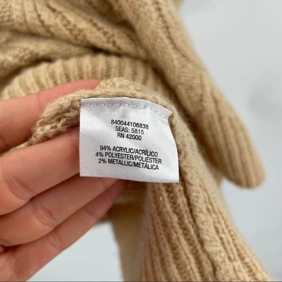 Tan & Gold Cable Knit Poncho - Picture 11 of 11